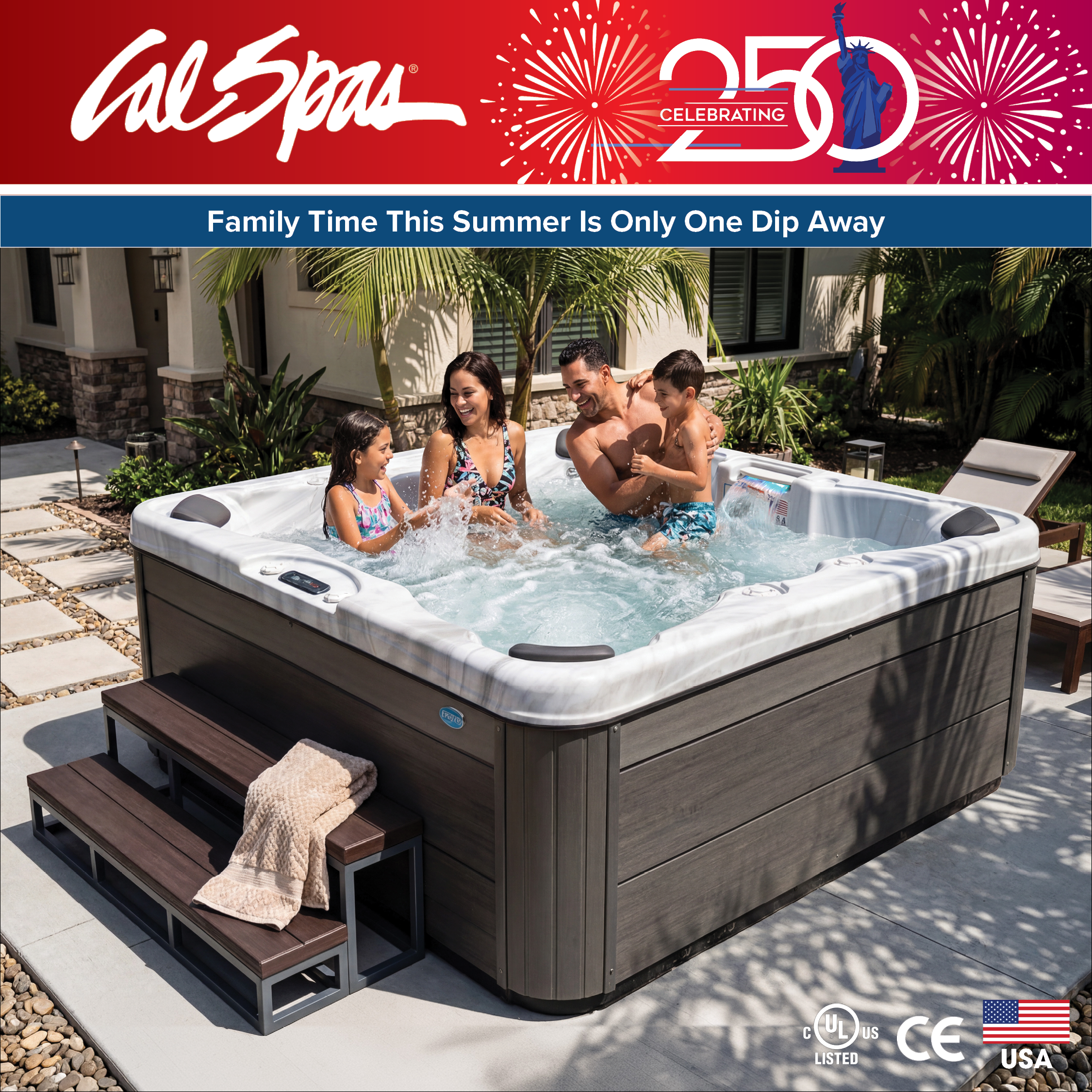 Calspas hot tub being used in a family setting - West Jordan